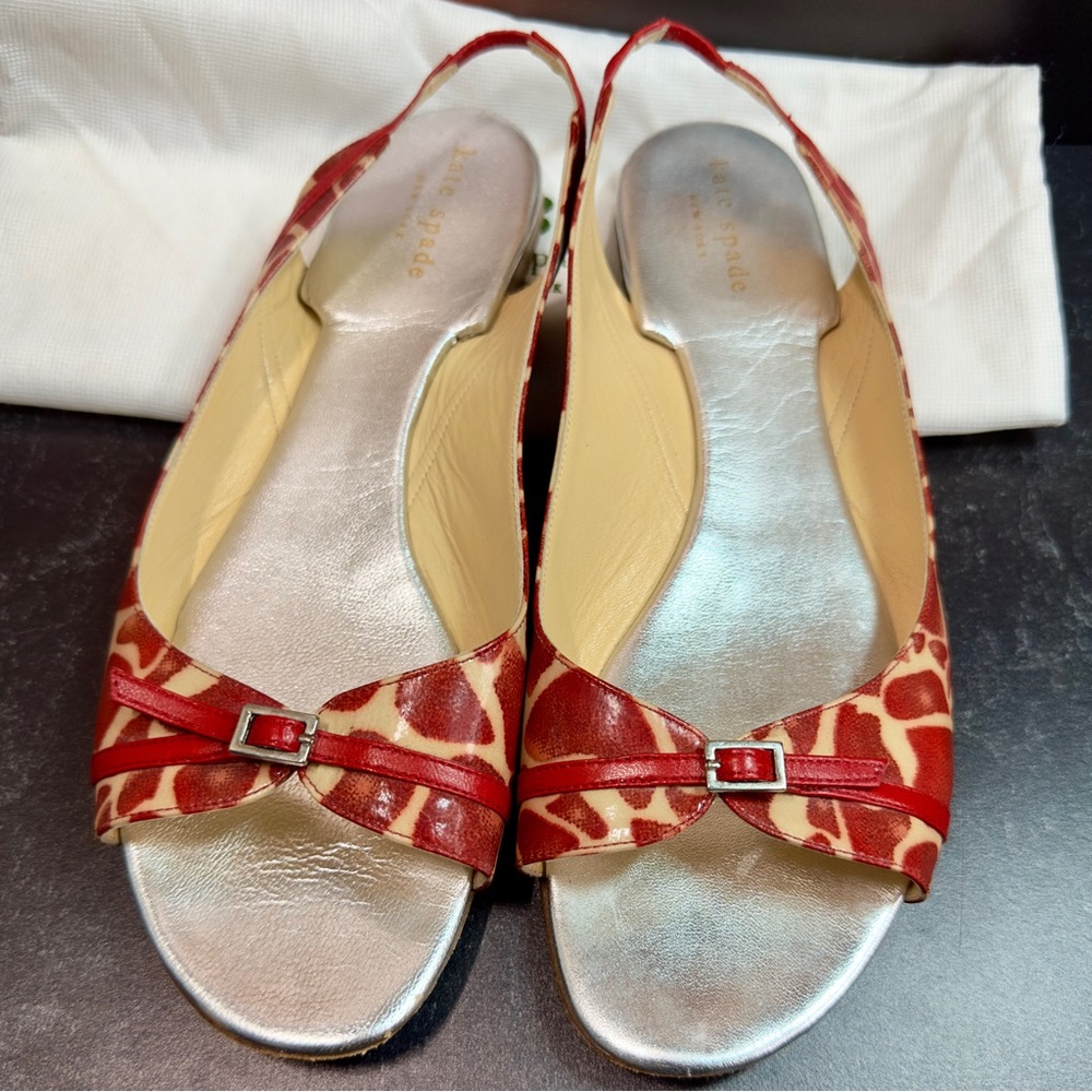 Kate Spade Red and Silver Flats/Sandals